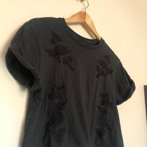 TopShop Black Cropped T Shirt S